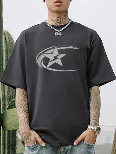 Men's pure cotton short sleeve t-shirt in Japanese retro style available in dark grey, white, and black