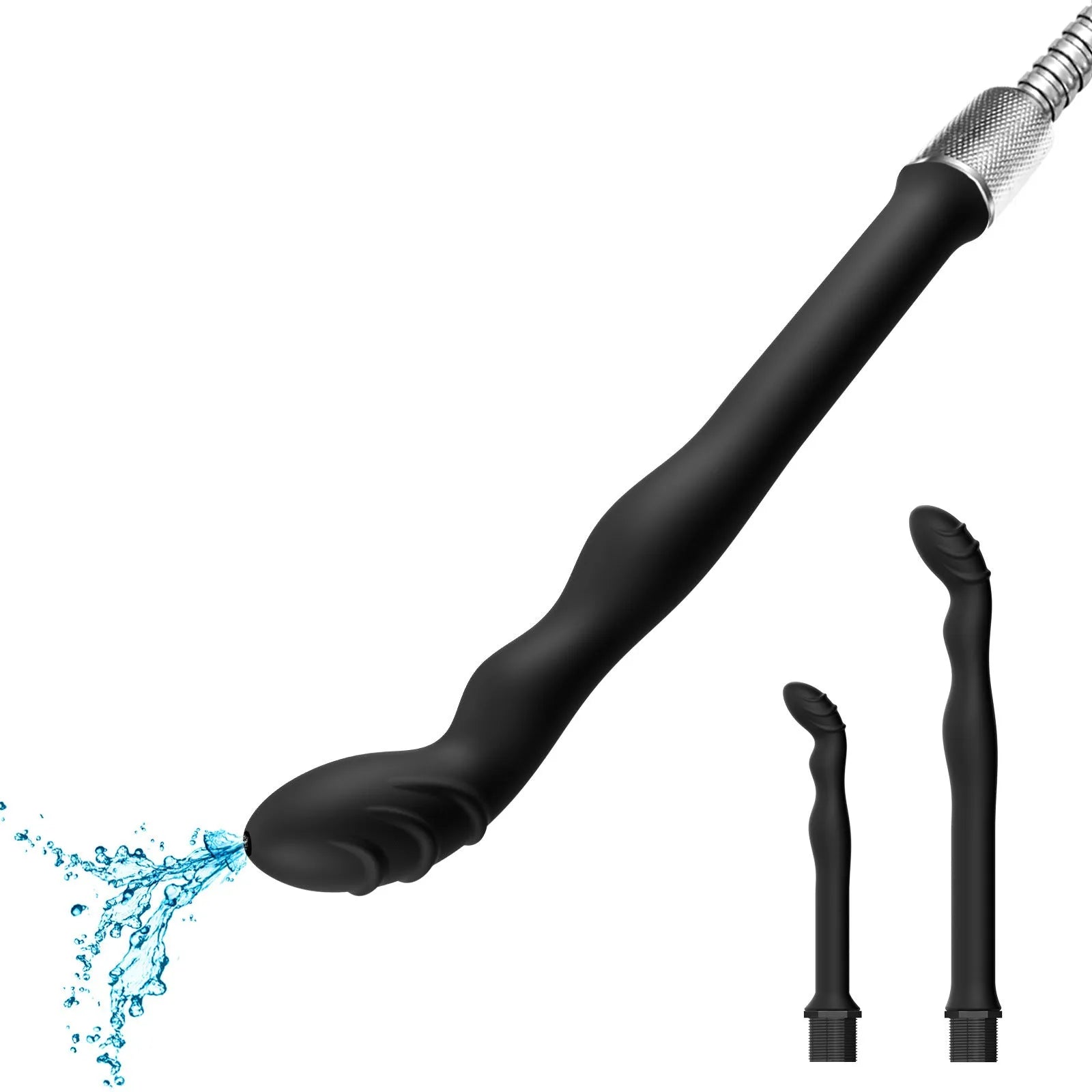 Black silicone hosepipe flusher drain cleaning tool in large and small size options