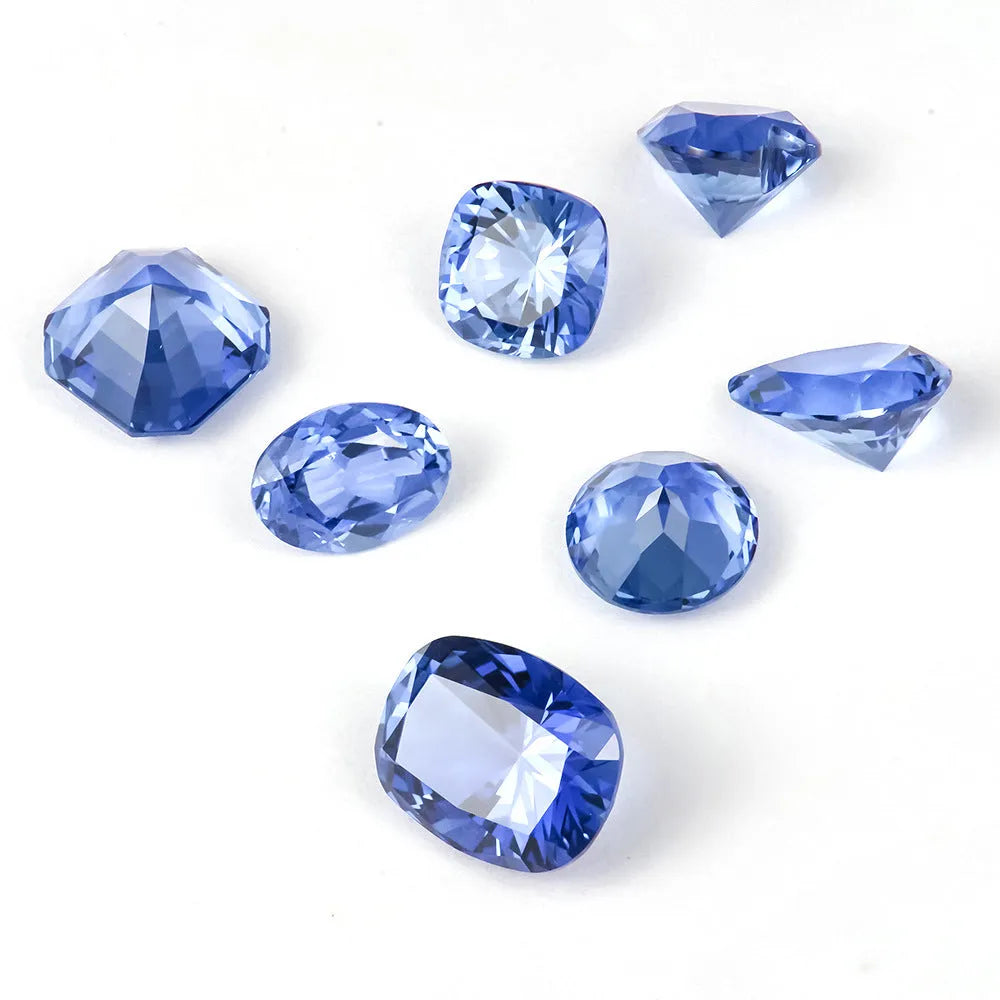 Royal blue heart-shaped tiara design cultivated gemstone on a white background