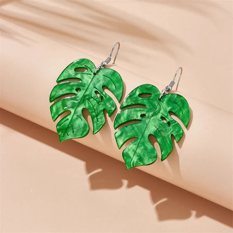 Drop shape acrylic earrings with decorative hook in five colour style options