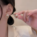 Fashion dripping oil peach blossom stud earrings for women in alloy with electroplated finish