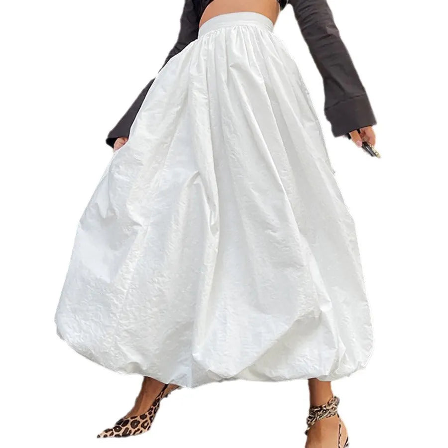 Women's cotton long skirt in solid white or black colour for daily casual wear