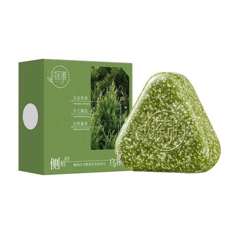 Chinese arborvitae twig Usman herbal hair fixing and shampoo soap bar, 120g.