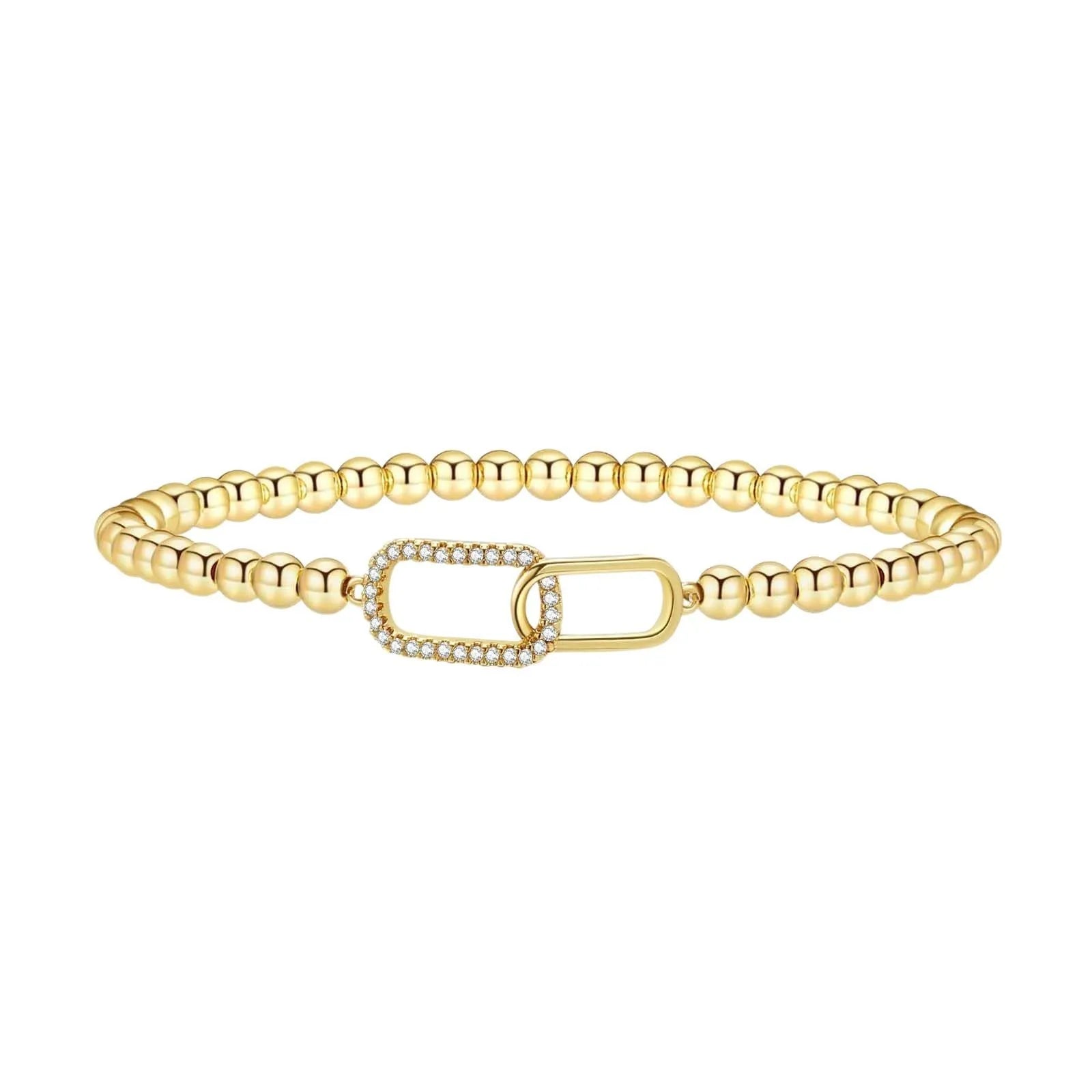 Adjustable stainless steel beaded bracelet with geometric round beads in multiple colour options