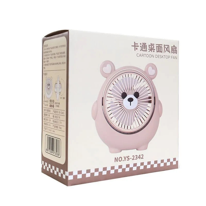 USB desktop electric fan in plastic housing with three-speed settings and quiet operation