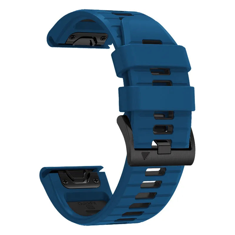 Two-colour quick release silicone watch strap for Garmin Fenix smartwatch in Army Green Black