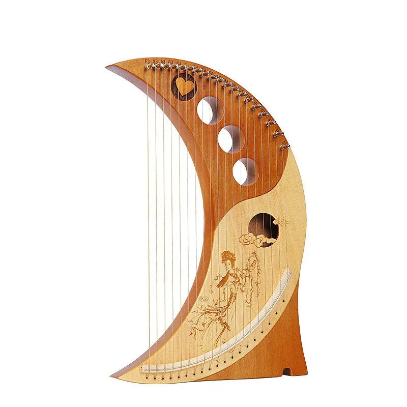 19-string 16-tone wooden lyre harp angel piano in log colour