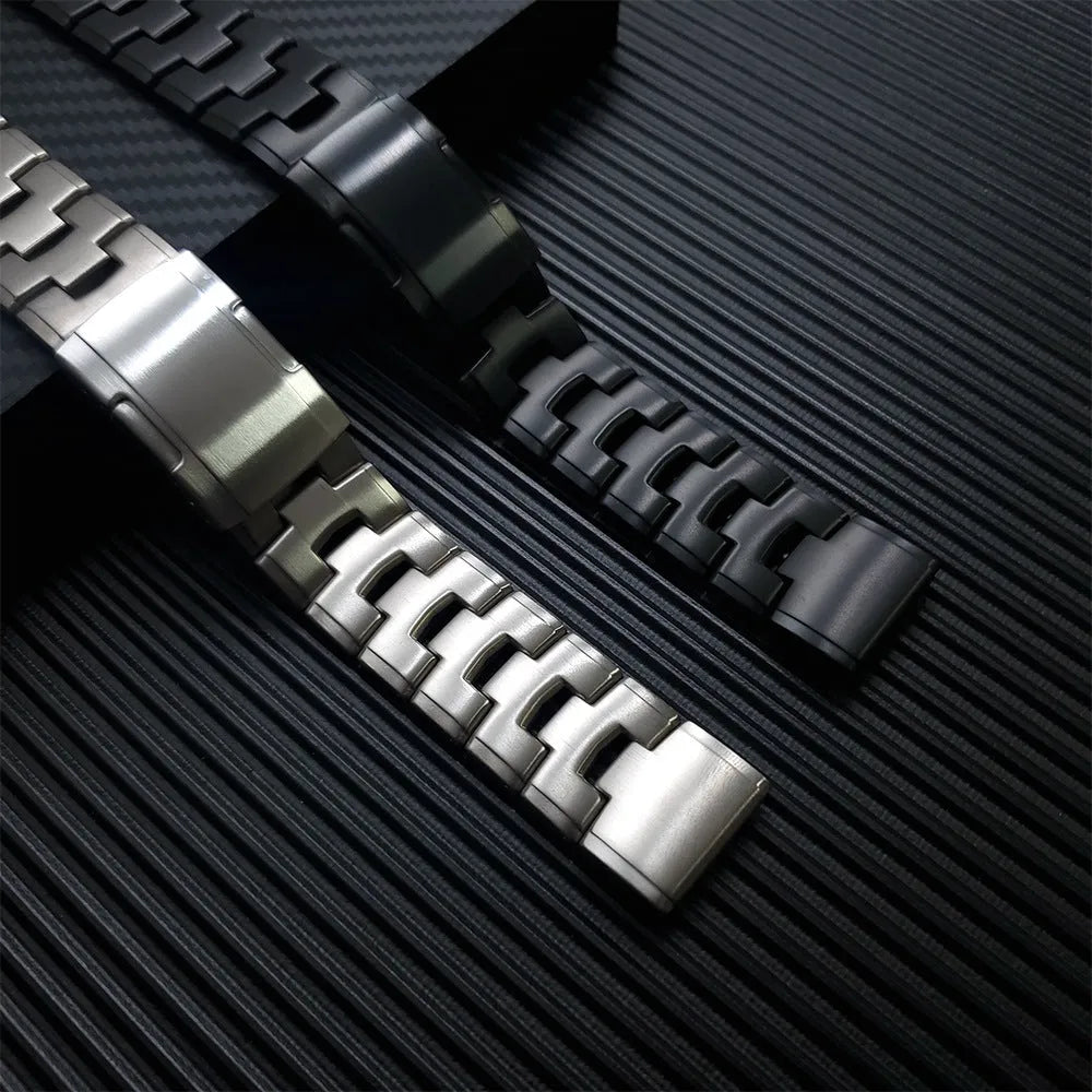Garmin Fenix and Jiaming series replacement watch strap in black, silver, or titanium colour
