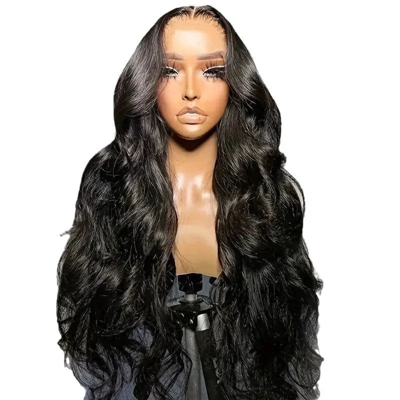 Black big wave ladies wig made from high-temperature fibre lace chemical fibre