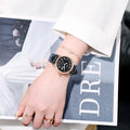 Women's automatic mechanical watch with choice of stainless steel or leather strap, 12mm thickness
