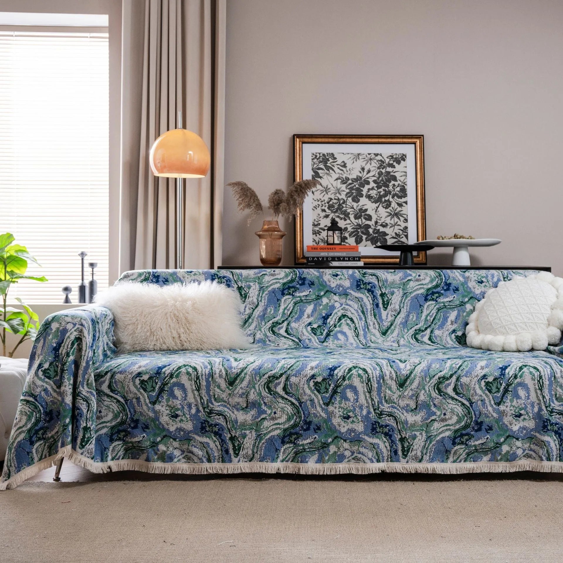 American country style jacquard sofa cover with anti-hair scratch flower pattern in polyester cotton fabric