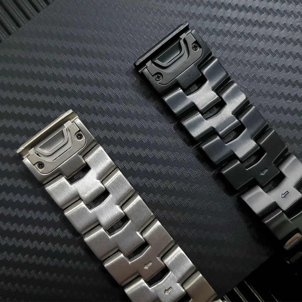Garmin Fenix and Jiaming series replacement watch strap in black, silver, or titanium colour