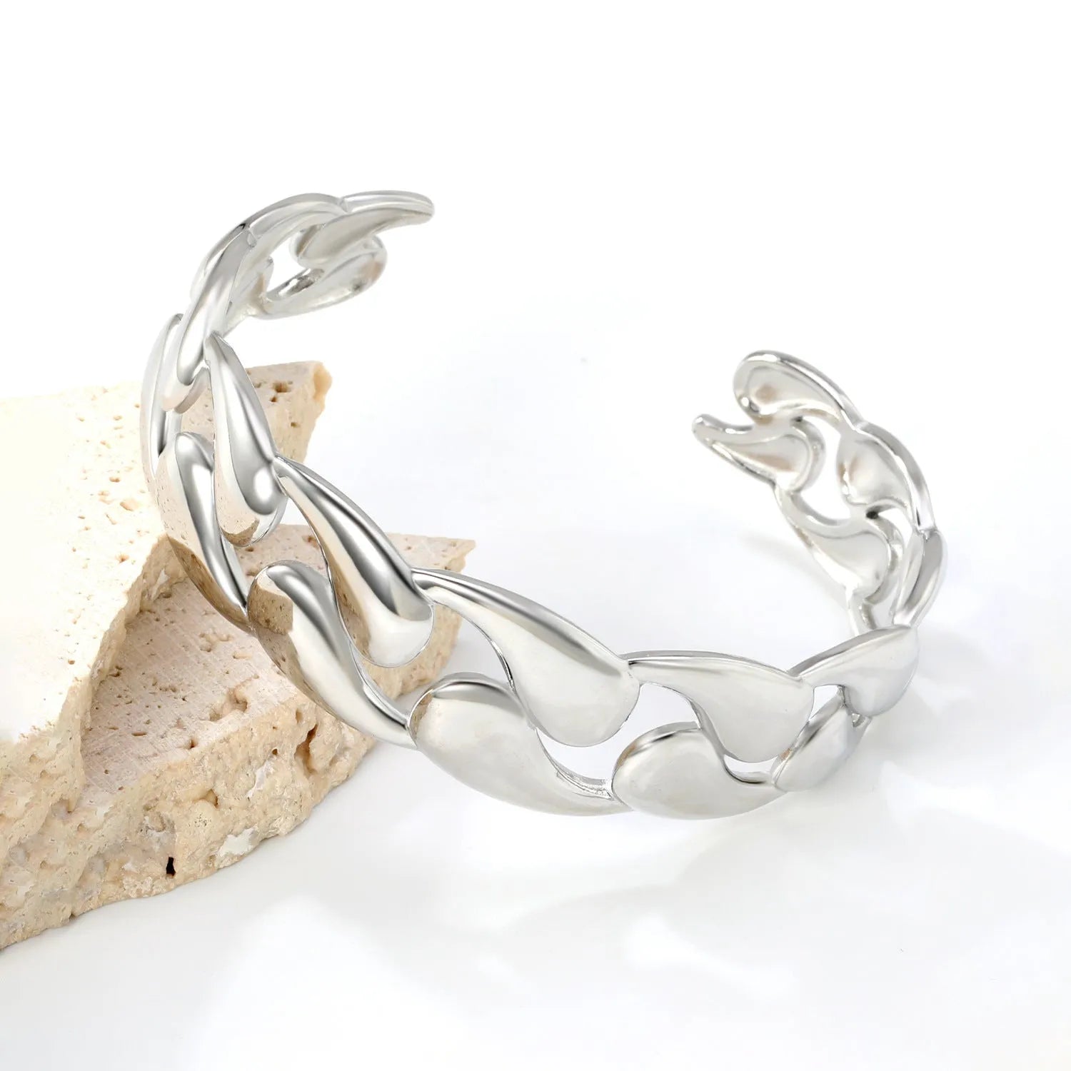 Women's stainless steel alloy bracelet in advanced European trend style, showing three colour options.