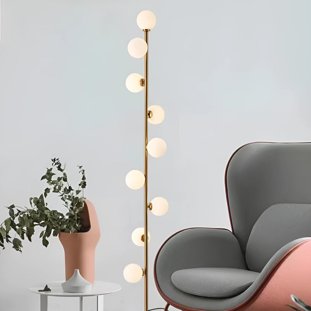 Modern Nordic minimalist floor lamp with wrought iron and glass construction, 154cm height