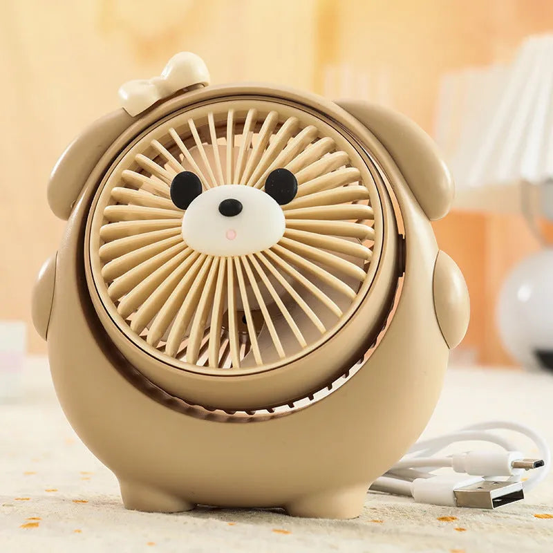 USB desktop electric fan in plastic housing with three-speed settings and quiet operation