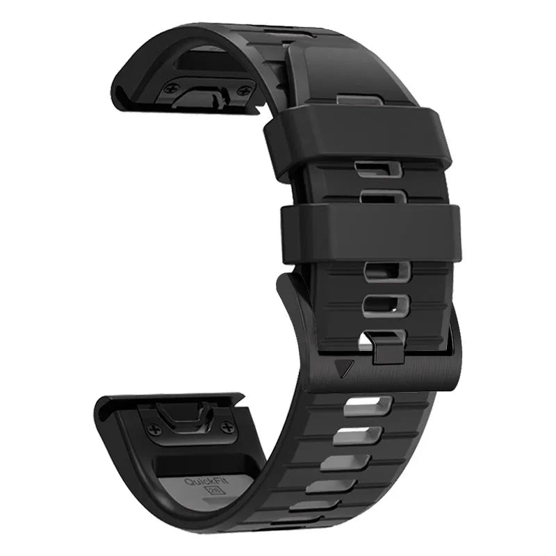 Two-colour quick release silicone watch strap for Garmin Fenix smartwatch in Army Green Black