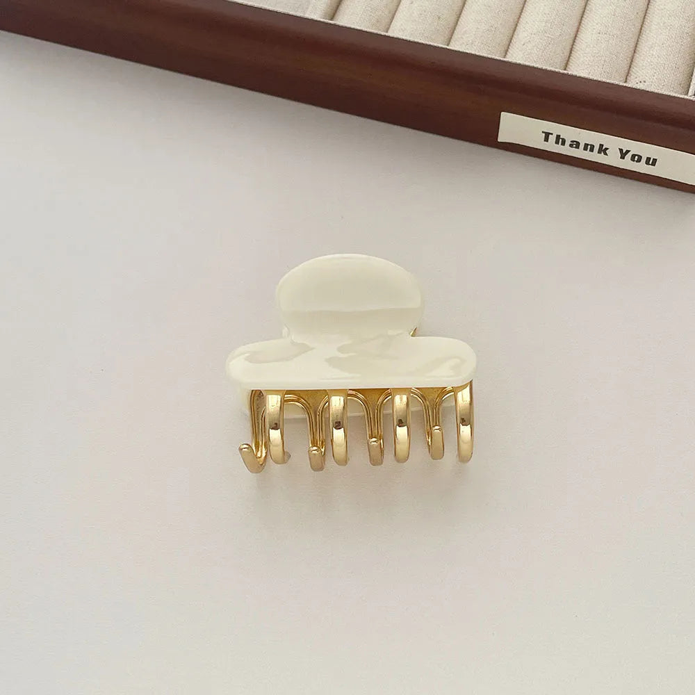 Retro acetate hair barrettes with metal grip in medium size showing R08 colour options