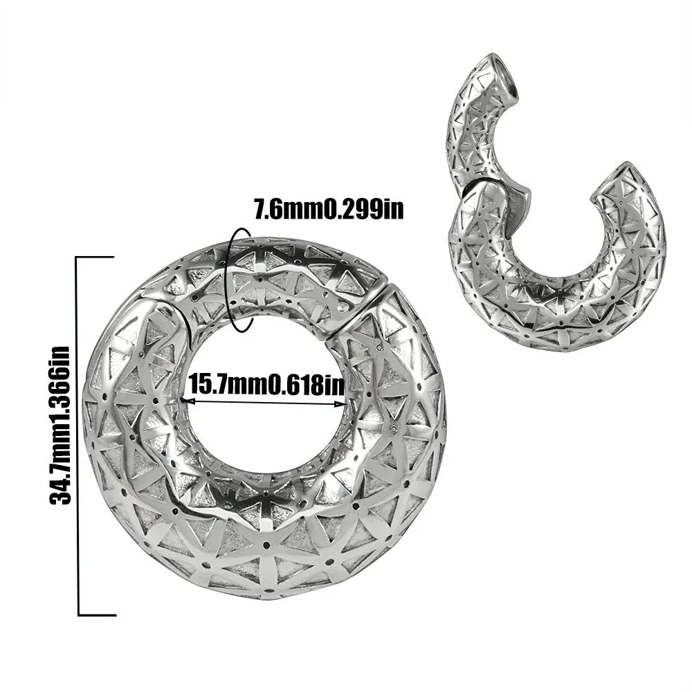 Stainless steel fashion earrings with totem patterning in multiple colour options