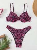 Leopard point bikini swimsuit for women with backless design in brown mixed colour