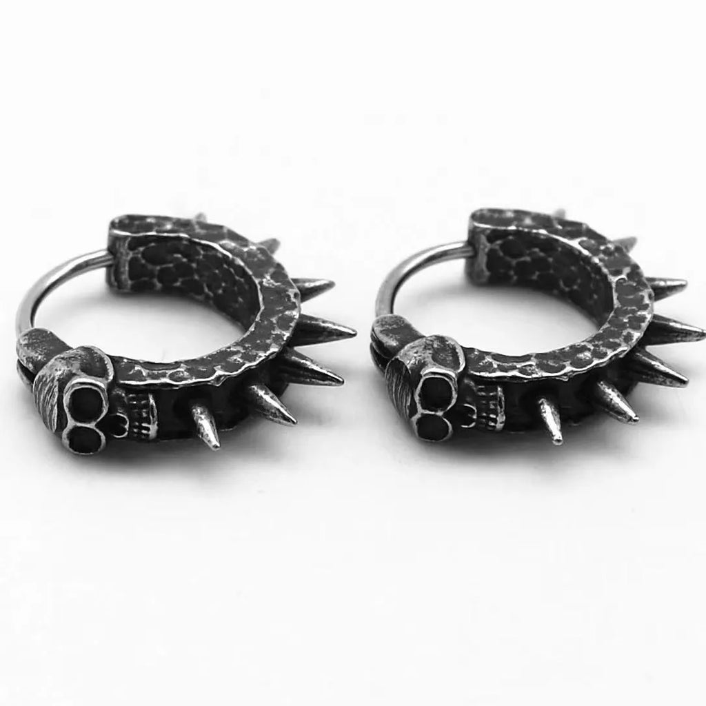 Punk-themed geometric earrings in black alloy and copper plastic for men and women