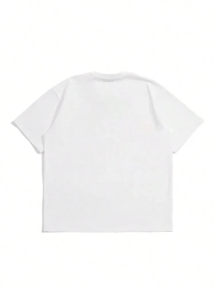 Men's pure cotton short sleeve t-shirt in Japanese retro style available in dark grey, white, and black