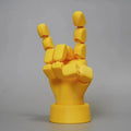 Yellow movable joint hand props made from PLA plastic for decorative displays