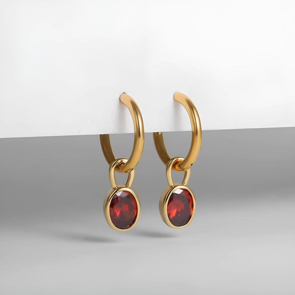 Women's retro simple oval zircon earrings in copper available in six different colours