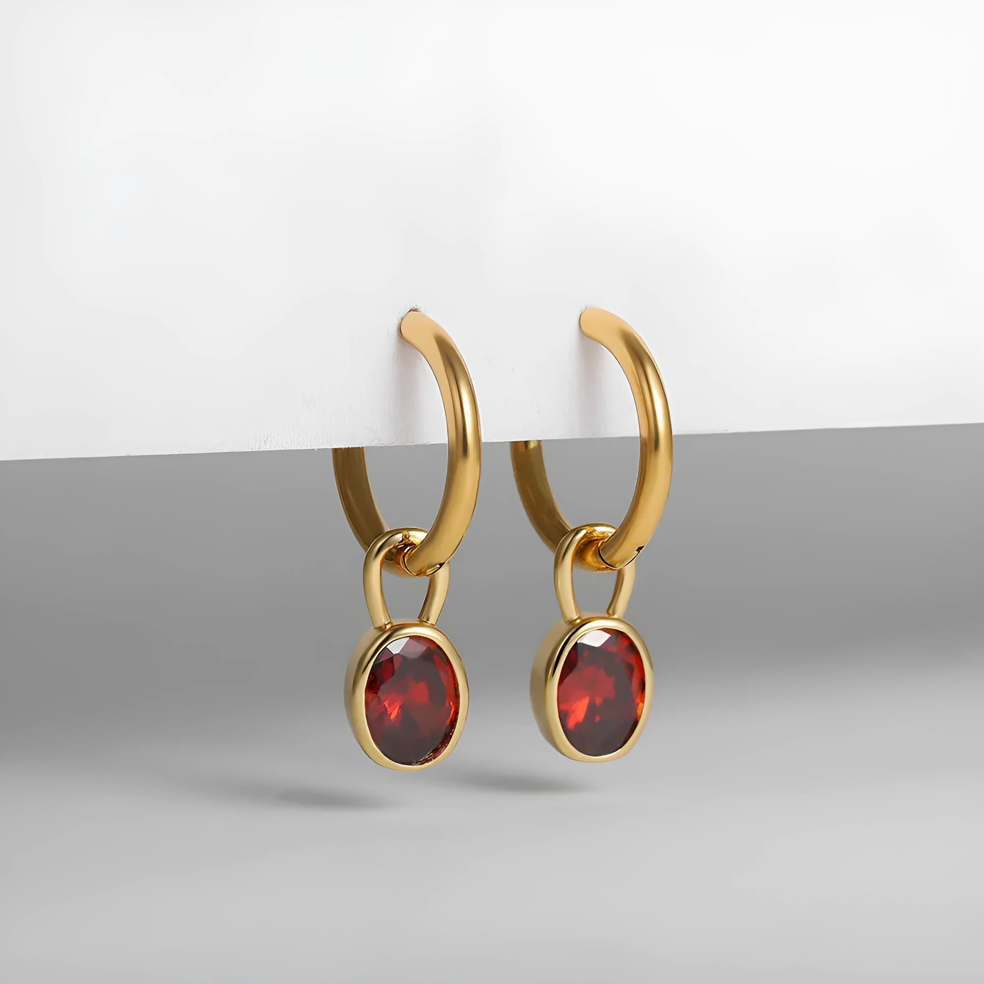 Women's retro simple oval zircon earrings in copper available in six different colours