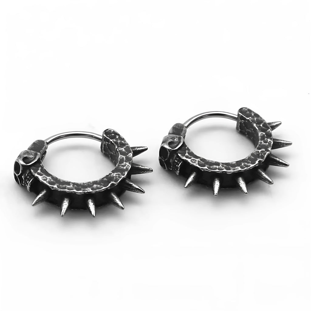Punk-themed geometric earrings in black alloy and copper plastic for men and women