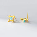 Geometric cross quadrangle stud earrings in 925 silver with silver and gold tone options