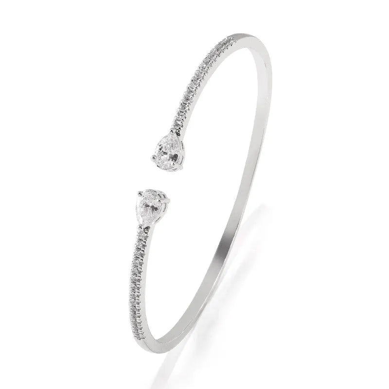 Personalised multi-zircon fashion bracelet on copper band in white and blue colour options