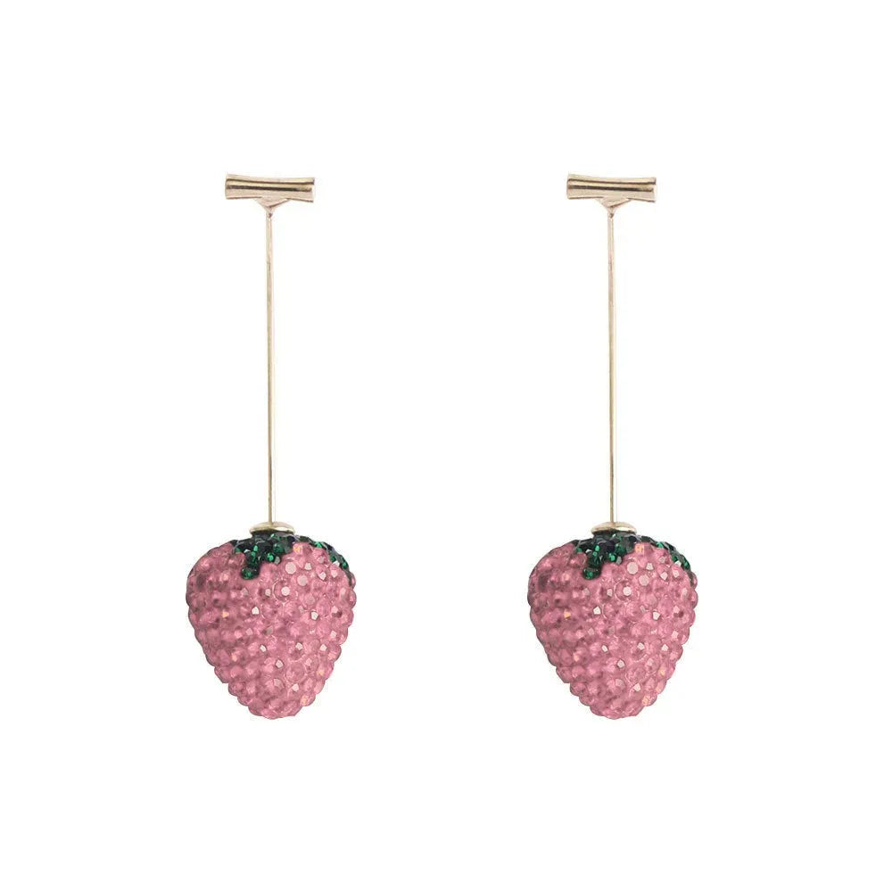 Geometric strawberry earrings with spot drill texture in six colour options including red, pink and white powder