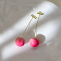 Acrylic peach fruit earrings in small and large sizes with copper components