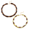 Multi-layer wooden necklace and bracelet set for women with alloy construction