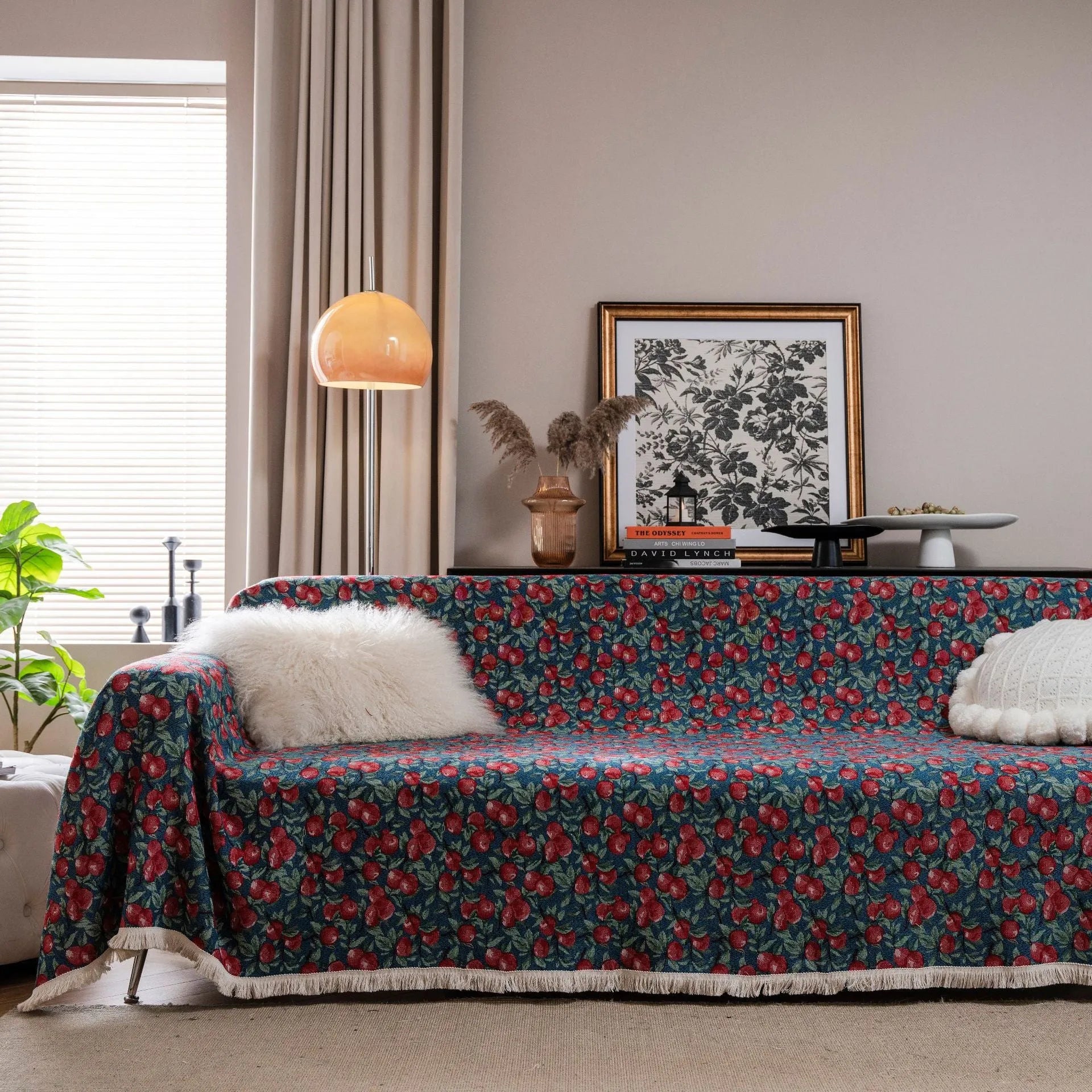 American country style jacquard sofa cover with anti-hair scratch flower pattern in polyester cotton fabric
