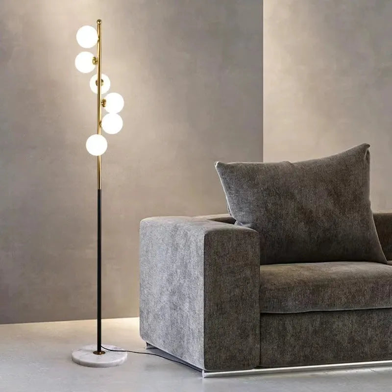 Modern Nordic minimalist floor lamp with wrought iron and glass construction, 154cm height