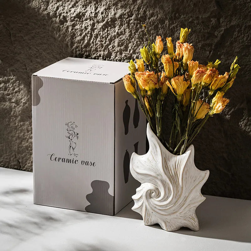 Retro style ceramic vase with coloured glaze finish, shown as a decorative home decor centrepiece.
