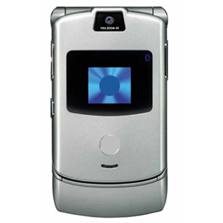 Non-smartphone flip mobile phone for elderly users with small screen in V3 Black colour