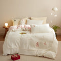 Milk fibre bedding set with Christmas tree pattern in green or pink design for UK bed sizes