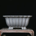 Square purple sand ceramic flower pot with classical design for desktop bonsai plants