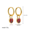 Women's retro simple oval zircon earrings in copper available in six different colours