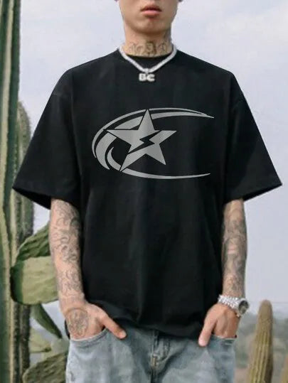 Men's pure cotton short sleeve t-shirt in Japanese retro style available in dark grey, white, and black