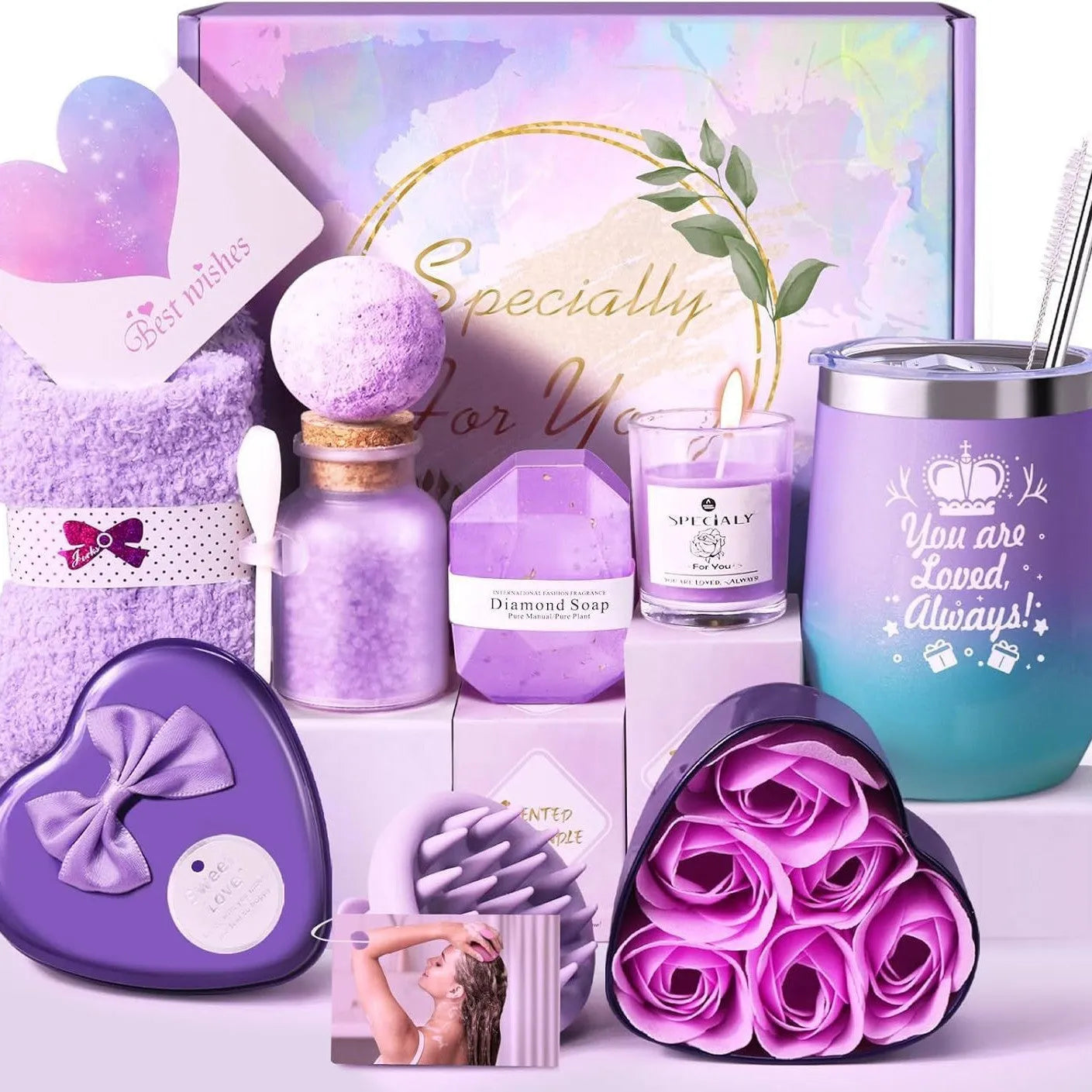 Soy wax aromatherapy candle bath gift set in gift box with multiple design suit options