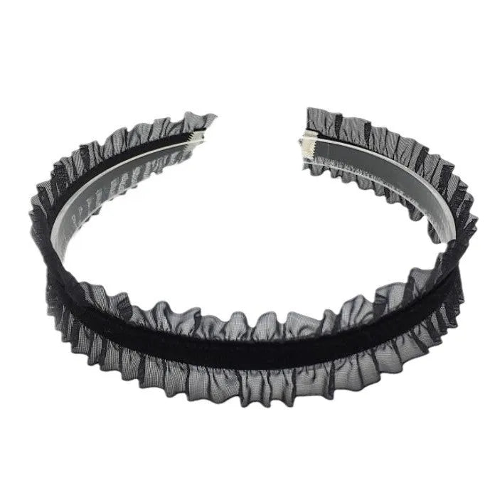 Velvet ruffled floral alloy necklace on a snake bones chain in black, light coffee, or white colour options.
