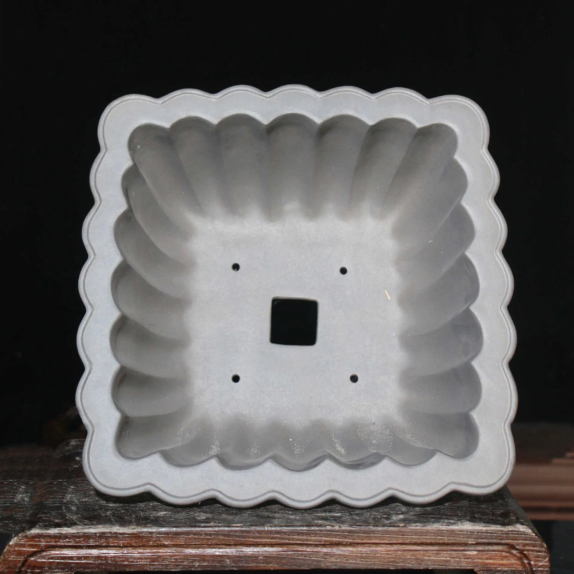 Square purple sand ceramic flower pot with classical design for desktop bonsai plants