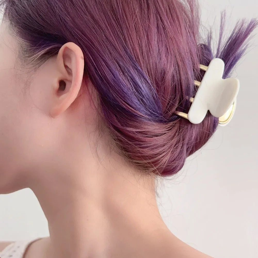 Retro acetate hair barrettes with metal grip in medium size showing R08 colour options
