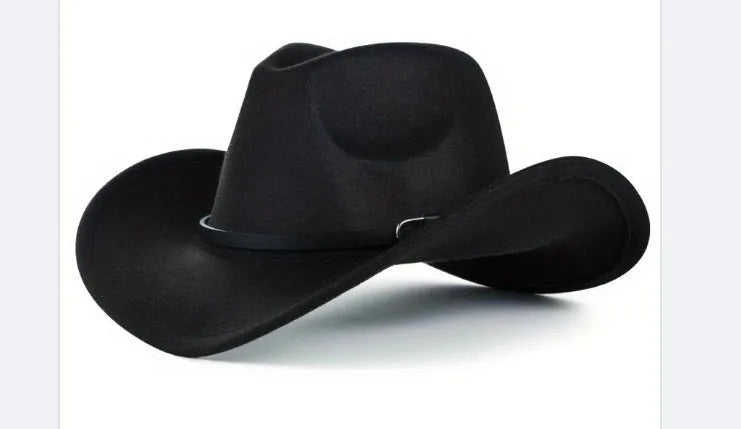 Brown leather velvet western cowboy hat with curved edge and conical crown style
