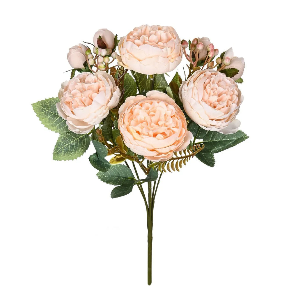 Silk artificial peony flower bouquet in multiple colour options for home decor and weddings