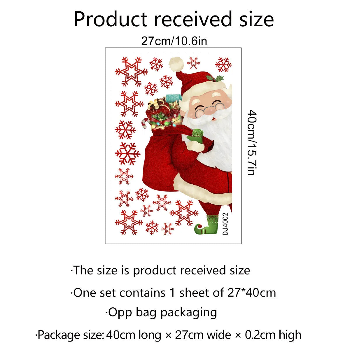 DJ4002 Snowflake Santa Claus PVC static wall sticker for windows 27x40cm modern simplicity