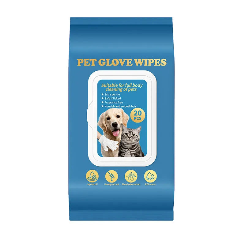Pet disposable gloves for cat and dog bath cleaning in 20-piece packs